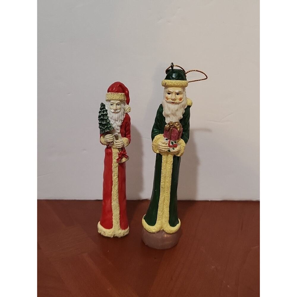 2 Vintage Pencil Santa Claus 6in